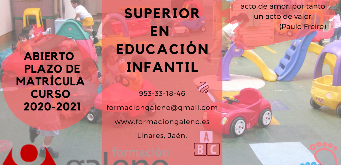 ULTIMAS PLAZAS CFGS EN TÉCNICO SUPERIOR EN EDUCACIÓN INFANTIL PRESENCIAL.